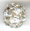 1 10mm Round Silver with Crystal Rhinestones